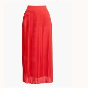J. Crew Vibrant Red Pleated Midi Skirt Size 2